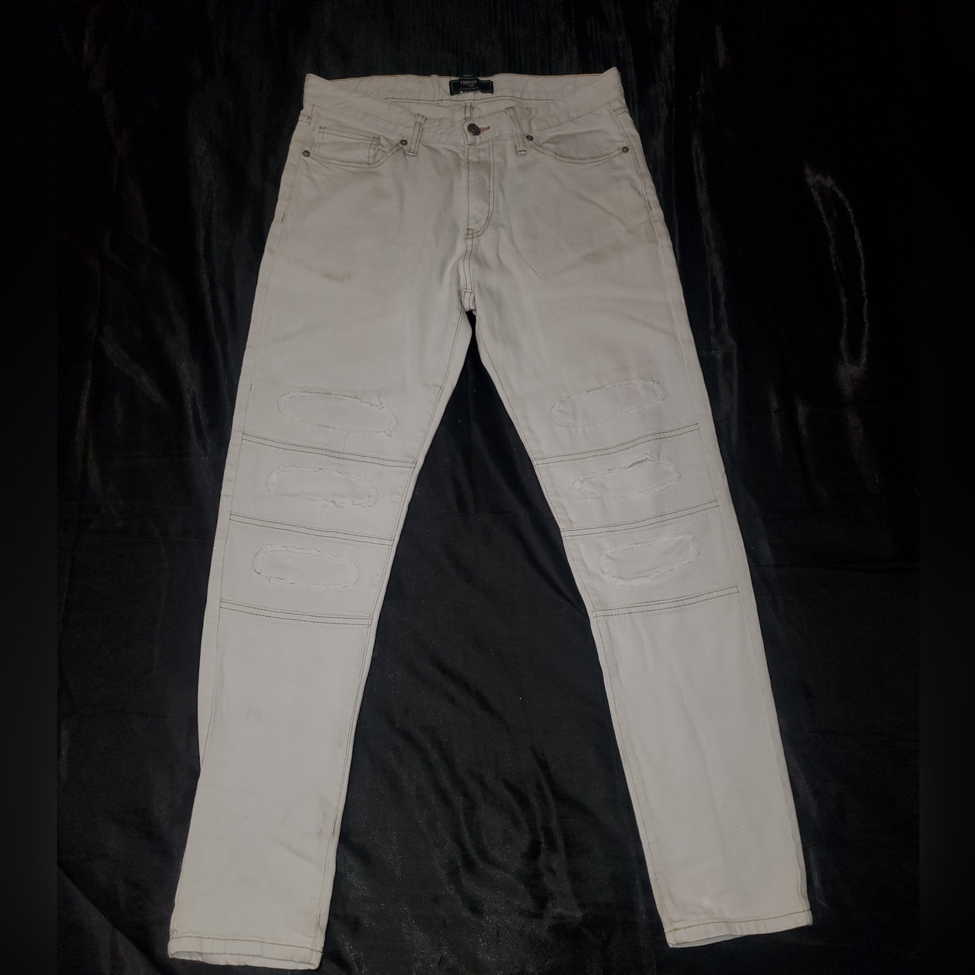 Forever 21 Skinny Jeans, Very Light Blue/Creamy Blue, Size 34x34